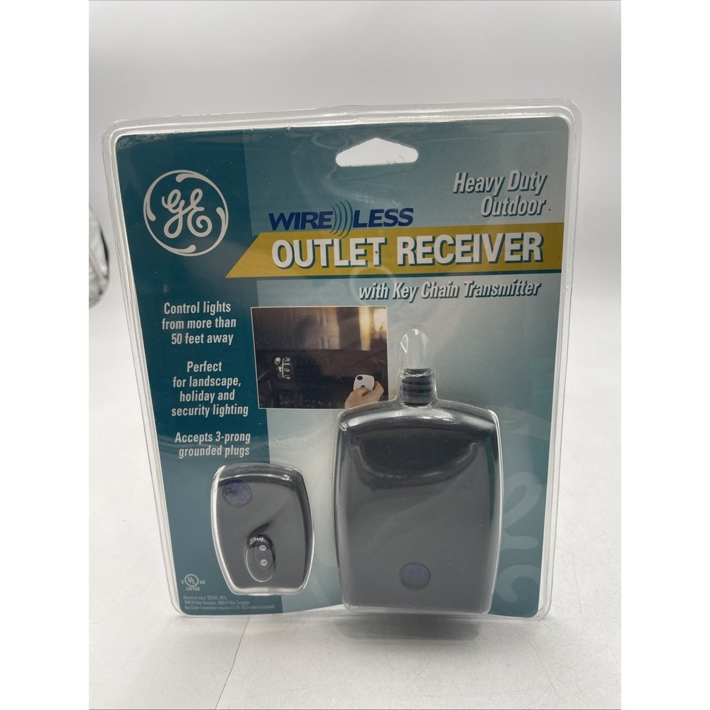 New Sealed GE Wireless Outdoor Outlet Receiver With Key Chain Transmitter